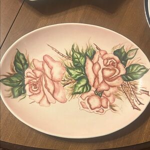 Vintage Floral Oval Ceramic Plate